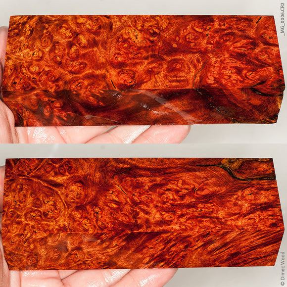 Stabilized wood red amboyna burl block