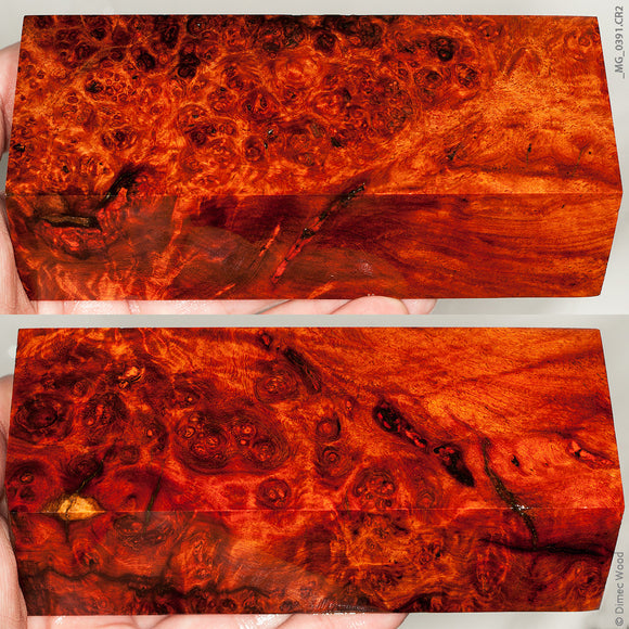 Stabilized wood red amboyna burl block