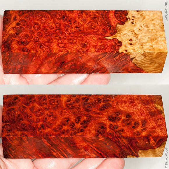 Stabilized wood red amboyna burl block