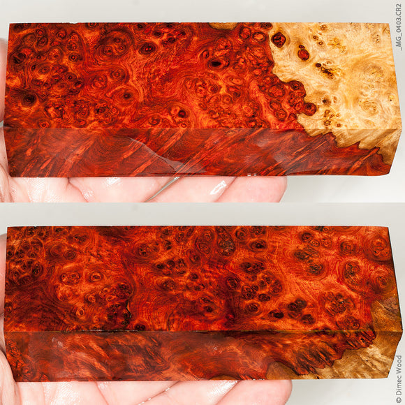 Stabilized wood red amboyna burl block