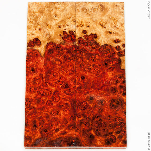 Stabilized red amboyna burl wood panels