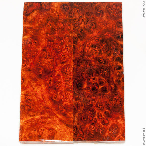 Stabilized red amboyna burl wood panels