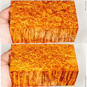 Stabilized wood golden amboyna burl block