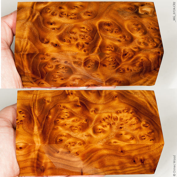 Stabilized wood wild olive burl block