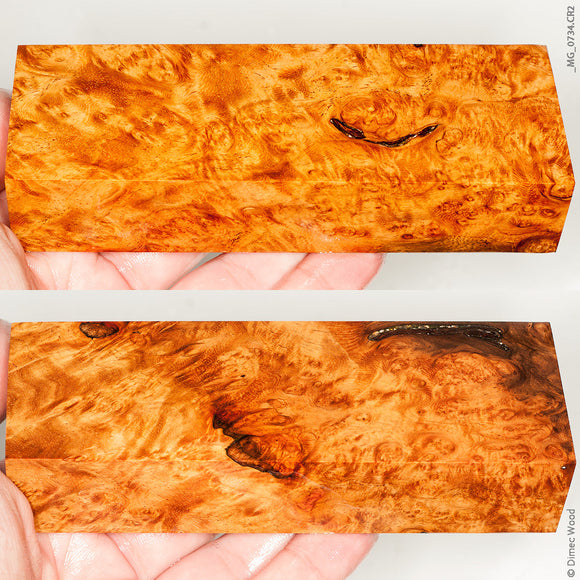 Stabilized wood golden amboyna burl block