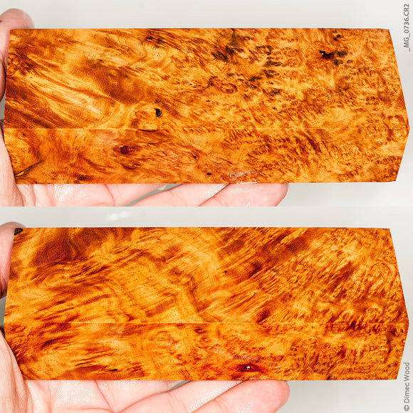 Stabilized wood golden amboyna burl block