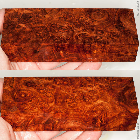 Stabilized wood afzelia burl block