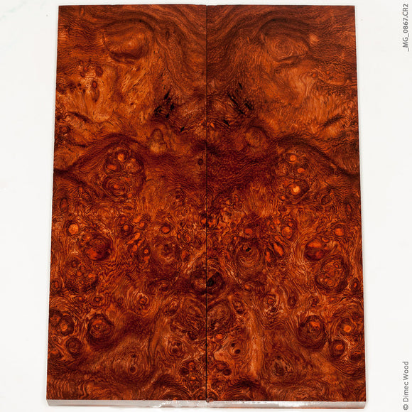 Stabilized afzelia burl wood panels