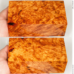 Stabilized wood golden amboyna burl block