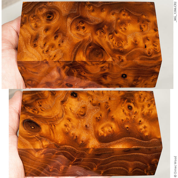 Stabilized wood wild olive burl block