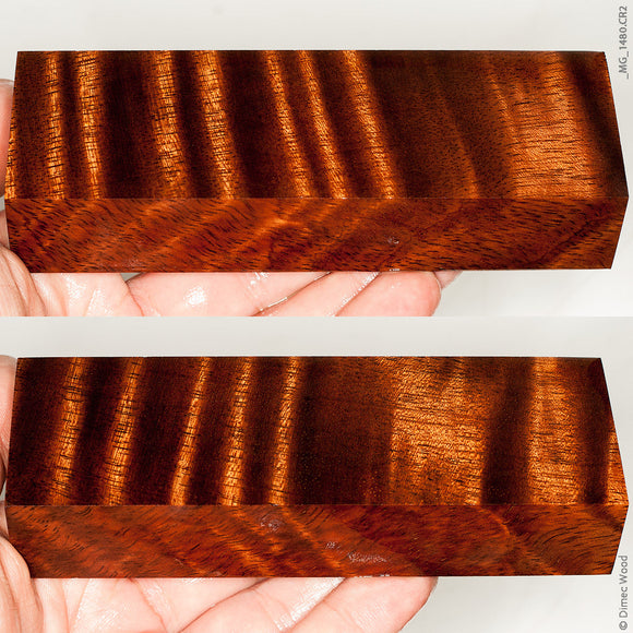 Stabilized curly mango wood block