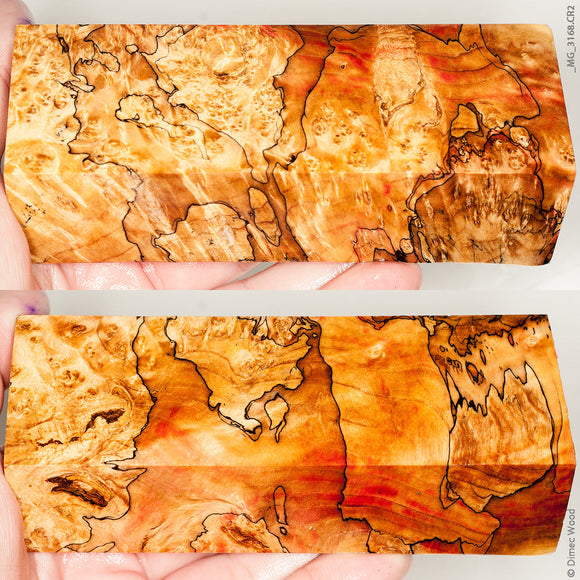 Stabilized wood spalted box elder burl block