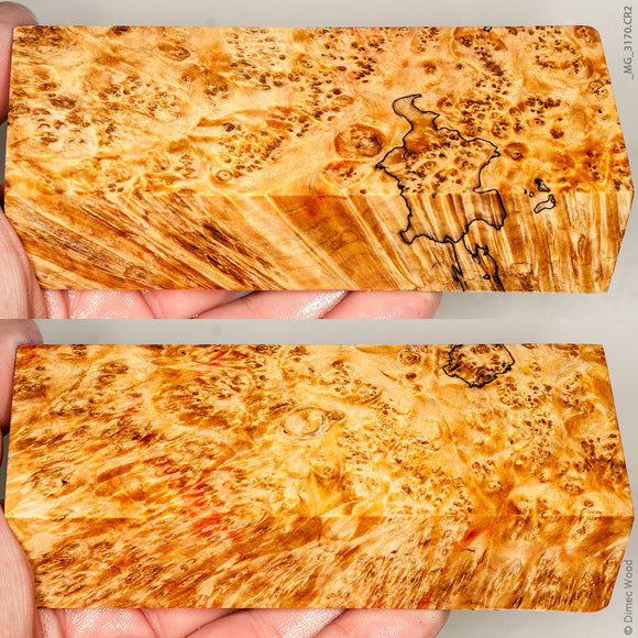 Stabilized wood spalted box elder burl block