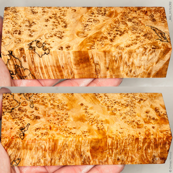 Stabilized wood spalted box elder burl block