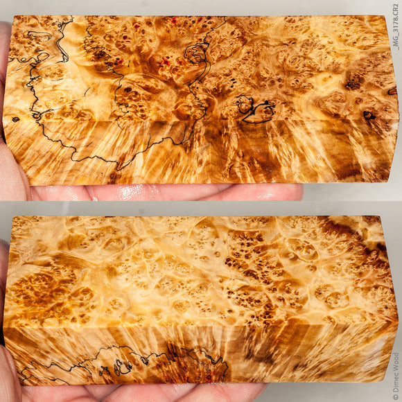 Stabilized wood spalted box elder burl block