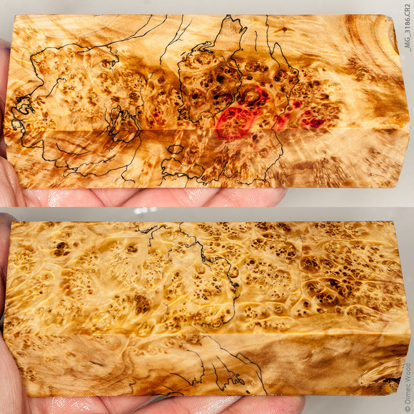 Stabilized wood spalted box elder burl block