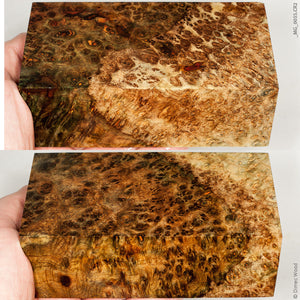 Stabilized wood golden amboyna burl block