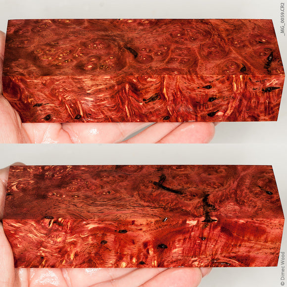 Stabilized wood spalted amboyna burl block