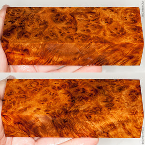 Stabilized wood golden amboyna burl block