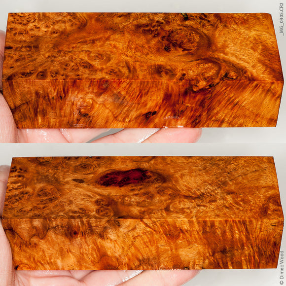 Stabilized wood golden amboyna burl block