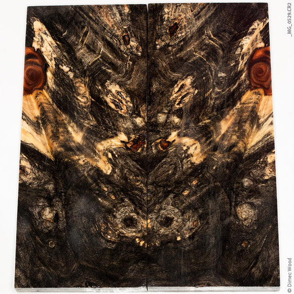 Stabilized wood hybrid buckeye burl panels