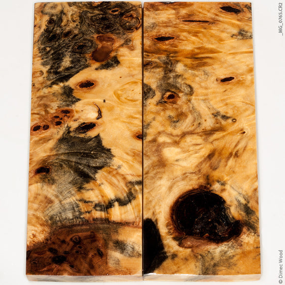 Stabilized wood buckeye burl panels