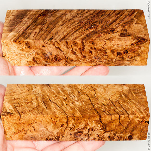 Stabilized natural wood oak burl block