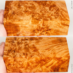 Stabilized wood golden amboyna burl block