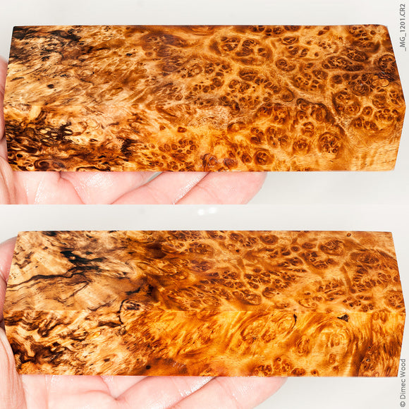 Stabilized wood spalted amboyna burl block