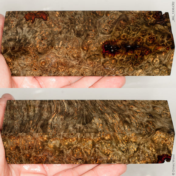 Stabilized wood golden amboyna burl block