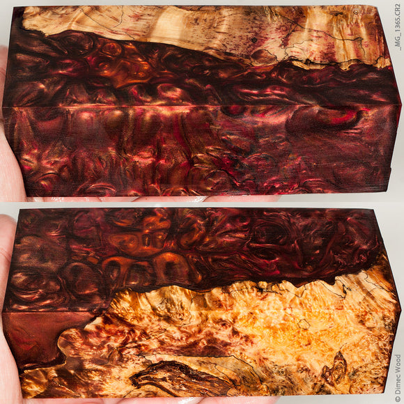 Stabilized hybrid wood box elder burl block