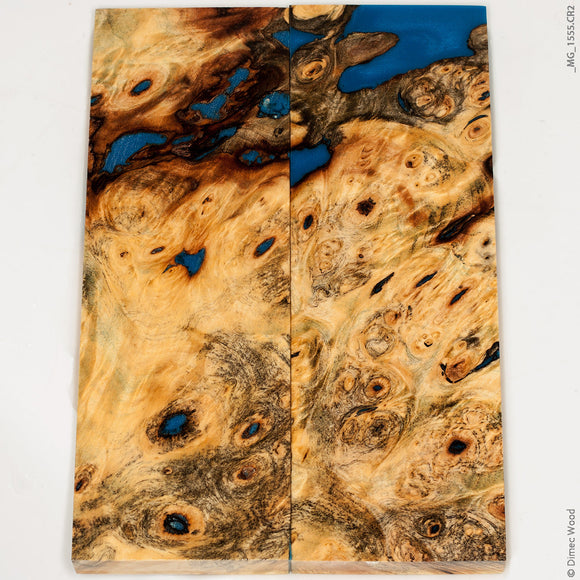 Stabilized wood hybrid buckeye burl panels