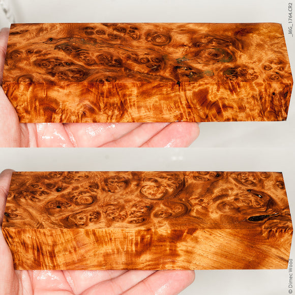 Stabilized wood golden amboyna burl block