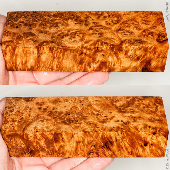 Stabilized wood golden amboyna burl block