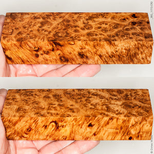 Stabilized wood golden amboyna burl block