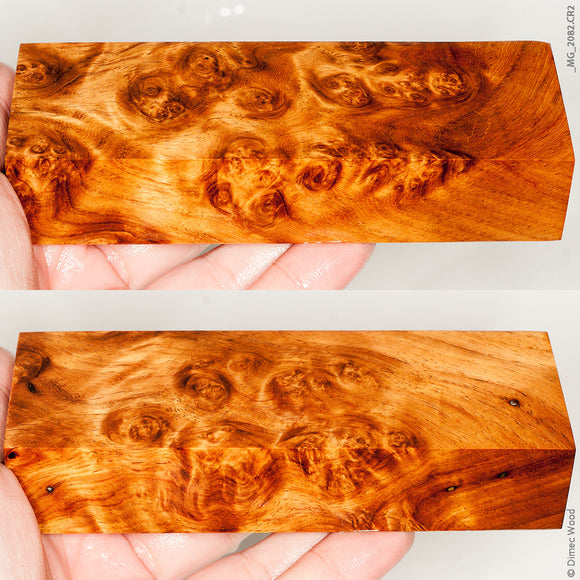 Stabilized wood golden amboyna burl block