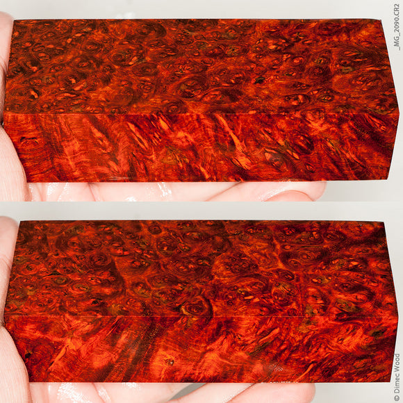 Stabilized wood red amboyna burl block