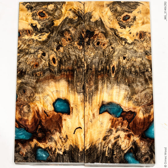 Stabilized wood hybrid buckeye burl panels