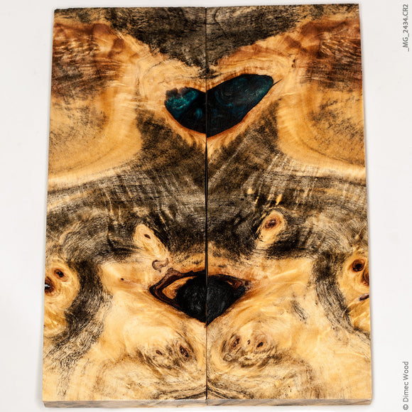 Stabilized wood hybrid buckeye burl panels