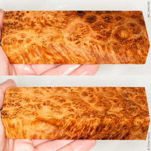 Stabilized wood golden amboyna burl block