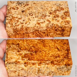 Stabilized wood golden amboyna burl block