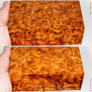 Stabilized wood golden amboyna burl block