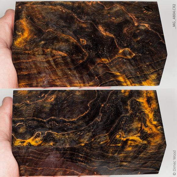 Stabilized wood white ash burl block