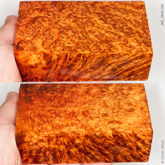 Stabilized wood golden amboyna burl block