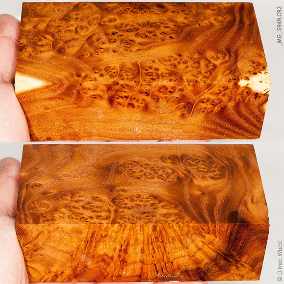 Stabilized wood wild olive burl block