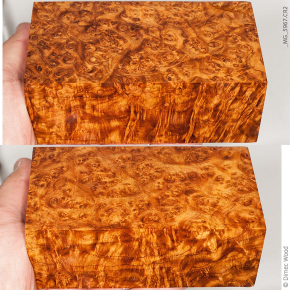 Stabilized wood golden amboyna burl block