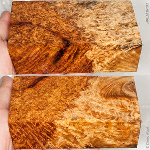 Stabilized wood golden amboyna burl block