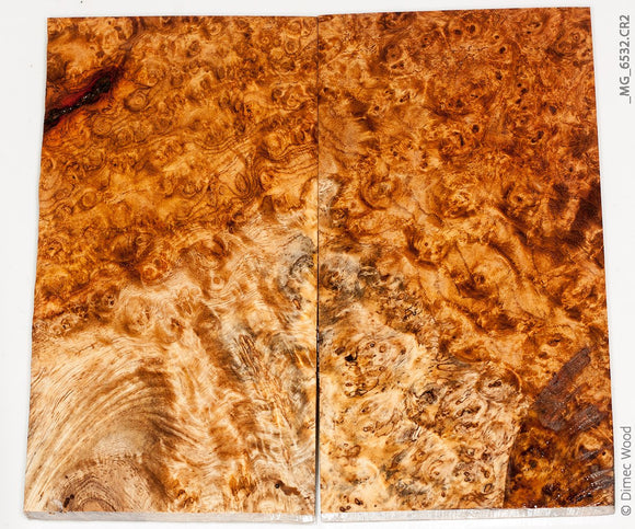 Stabilized golden amboyna burl wood panels