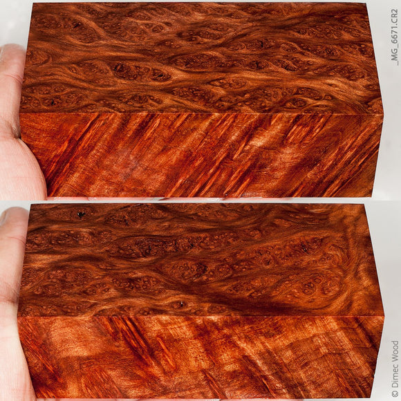 Stabilized wood redwood lace burl block