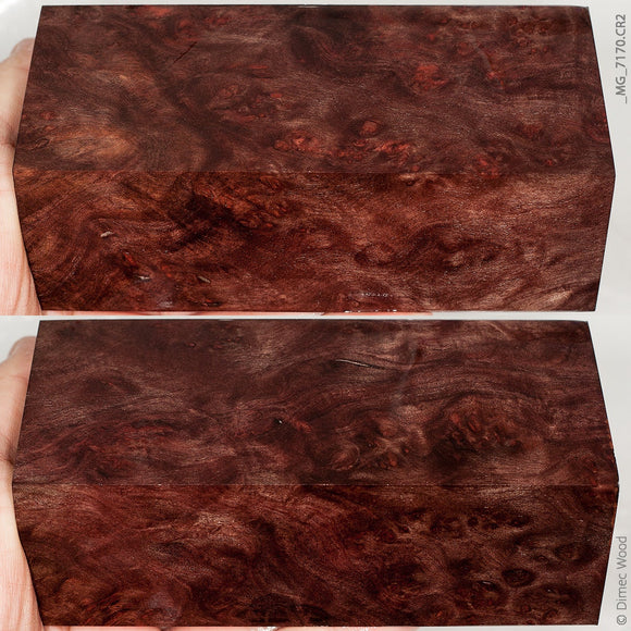 Stabilized wood red cheese burl block